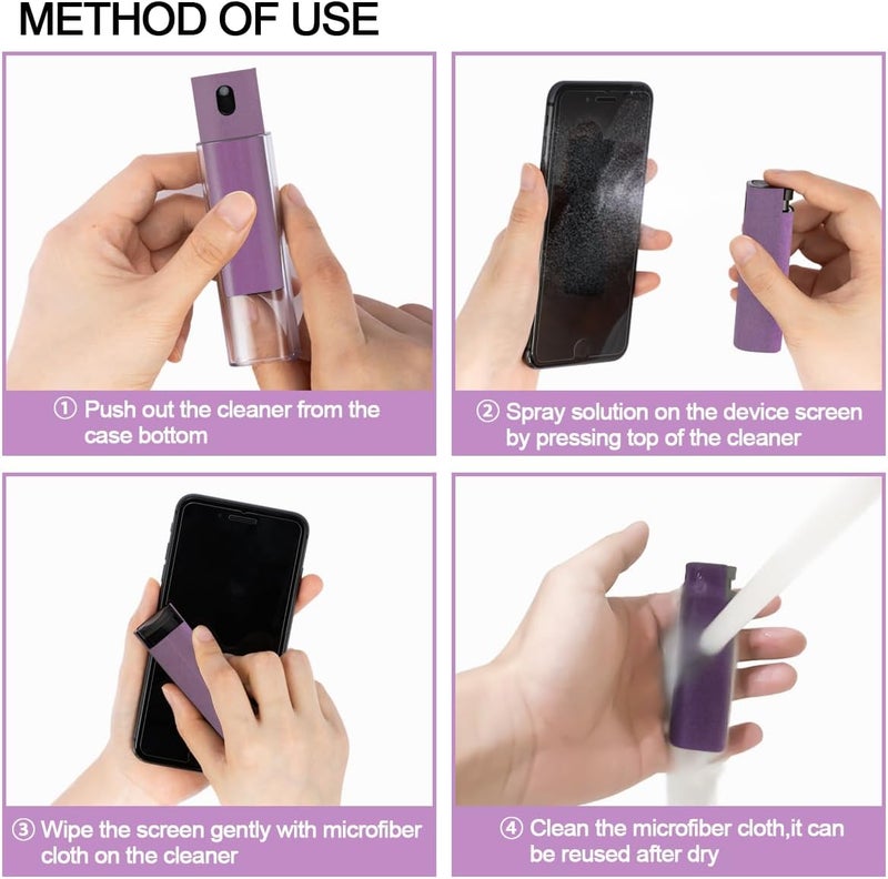 walrfid Screen Cleaner Touchscreen Mist Spray, Cleaning Kit for Electronic Smart Phone TV, Laptop, Computer LCD Flat Screens, Eyeglasses, Compatible with iPhone iPad MacBook Pro - Lightpurple - Image 3